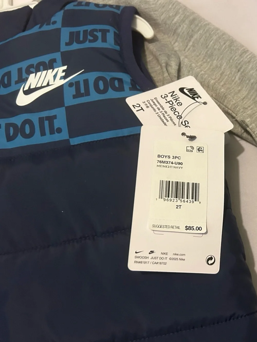 Nike Toddler Boy’s 3 Pc Set 2T NEW Vest, Joggers, Shirt - Picture 4 of 4